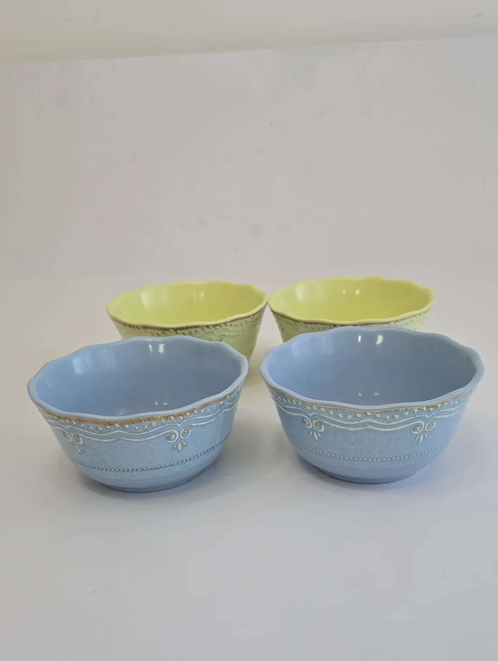 Lenox Set Of 4 French Perle Bowls Melamine Pistachio Green Ice Blue 5 5/8